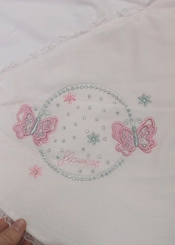 Pembe Nakışlı Bebek Battaniyesi tulum gibi - Görsel 5