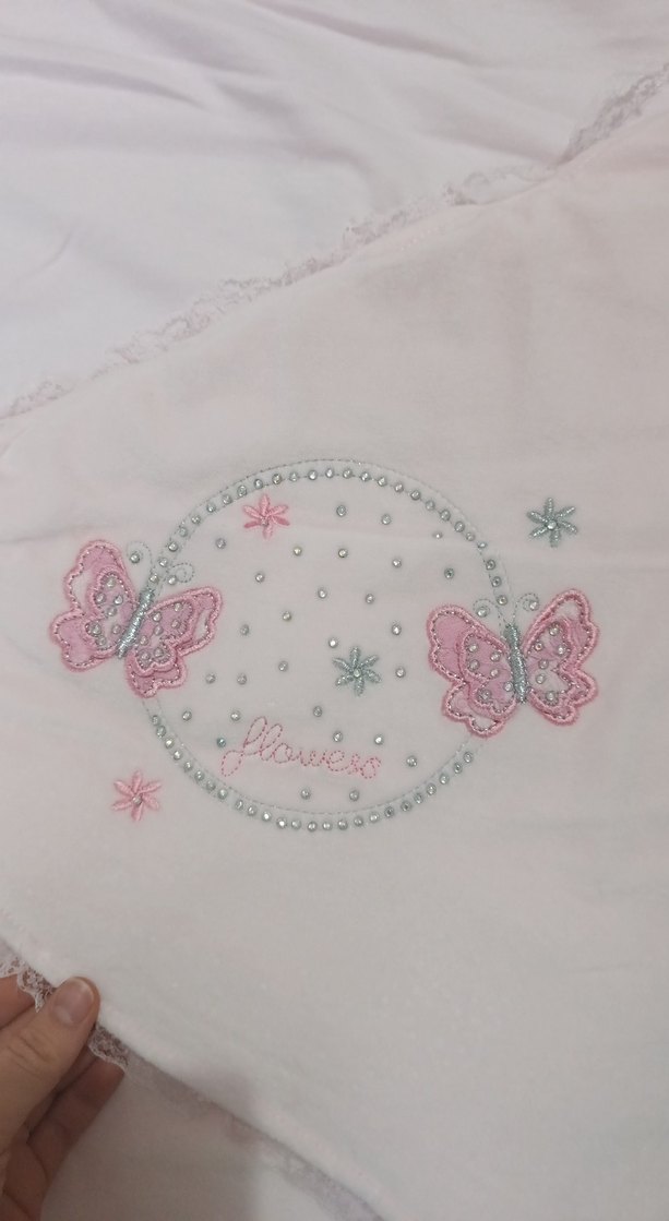 Pembe Nakışlı Bebek Battaniyesi tulum gibi - Görsel 5