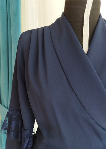 Uzun Lacivert Kadın Ofis Ceket - Görsel 2