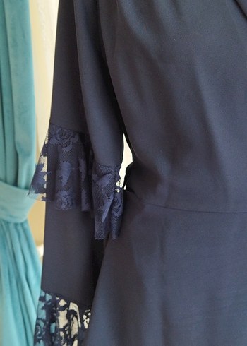 Uzun Lacivert Kadın Ofis Ceket - Görsel 5