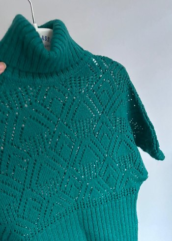 Turkuaz Bohem Kısa Kollu Balıkçı Yaka Kazak - Görsel 5