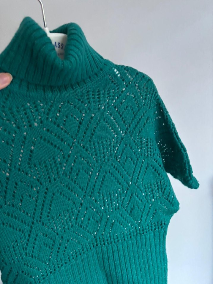 Turkuaz Bohem Kısa Kollu Balıkçı Yaka Kazak - Görsel 5