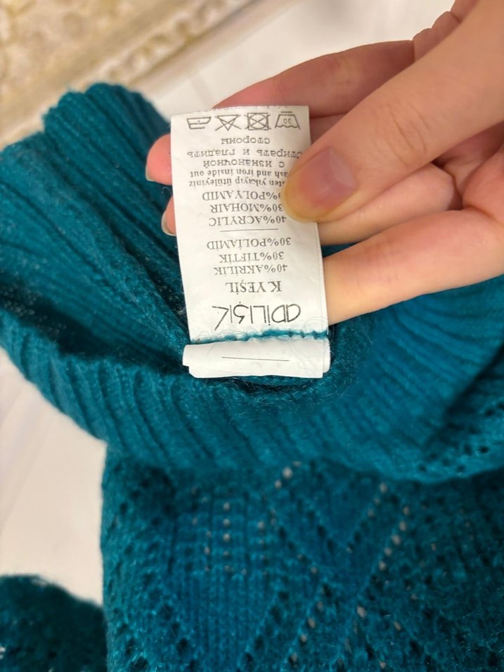 Turkuaz Bohem Kısa Kollu Balıkçı Yaka Kazak - Görsel 4