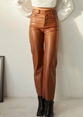 Kadın Deri taba Pantolon - Görsel 6