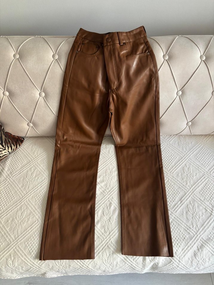 Kadın Deri taba Pantolon - Görsel 2
