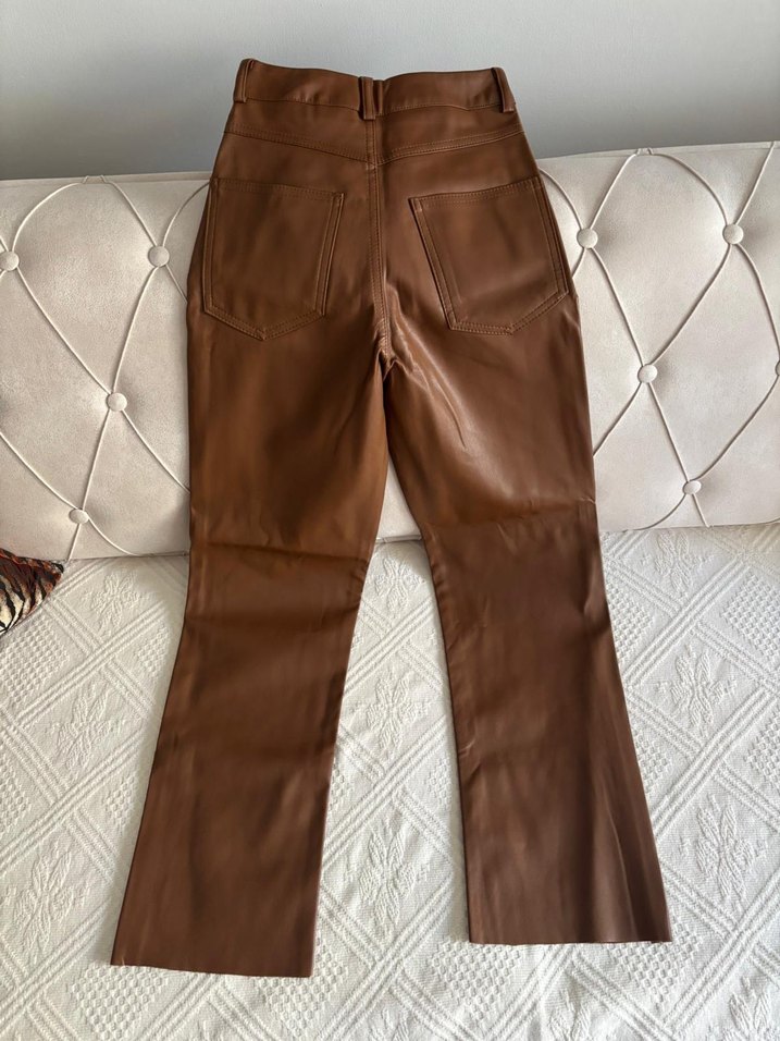 Kadın Deri taba Pantolon - Görsel 3