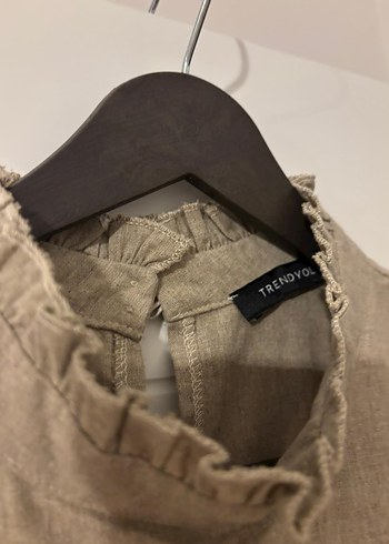 Nakışlı Bej Keten Bohem Bluz - Görsel 3