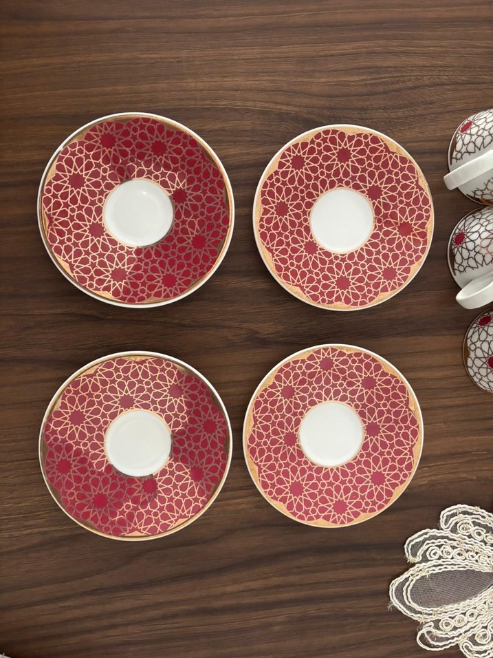 Bordo Desenli 6'lı Fincan Takımı - Görsel 5