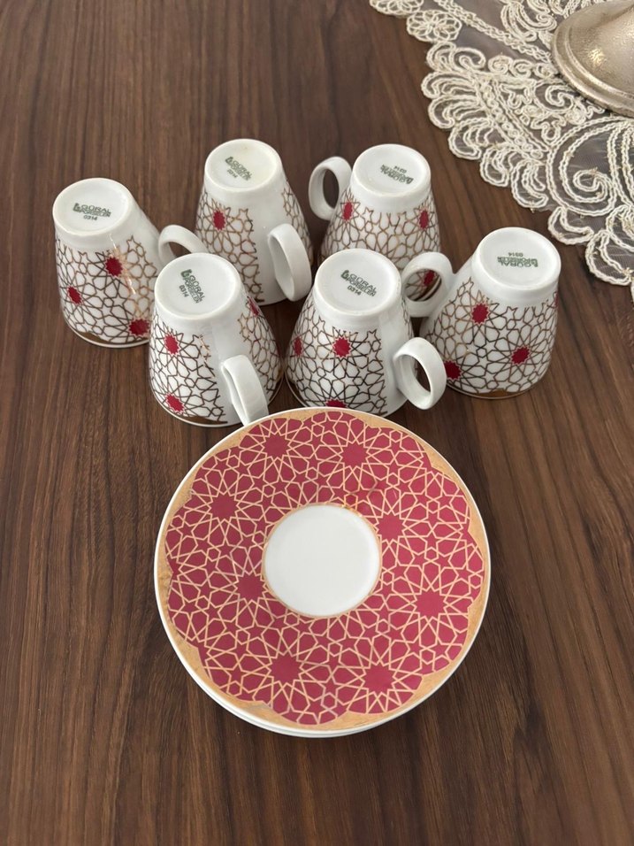 Bordo Desenli 6'lı Fincan Takımı - Görsel 2
