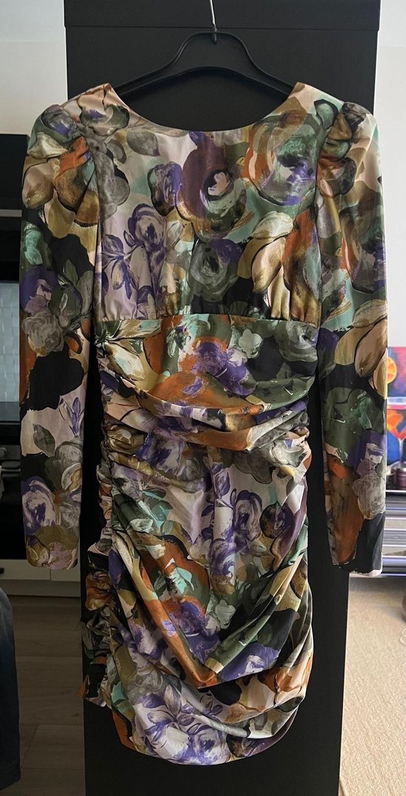 Kadın Çok Renkli Drapeli Mini Elbise - Görsel 2