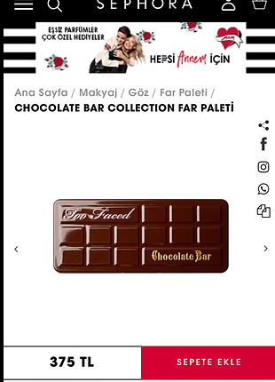 universal Beden çeşitli Renk Too Faced Semi Sweet Chocolate Bar 