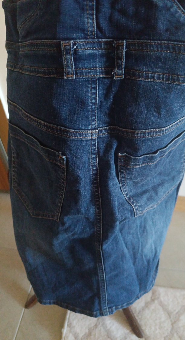 Tokalı Lacivert Hamile Midi Kot Etek - Görsel 3