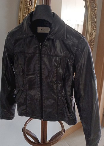 Siyah Deri Biker Ceket - Görsel 5