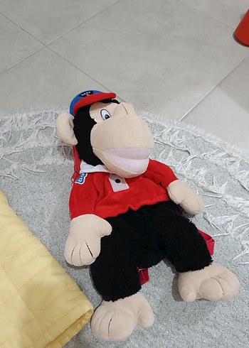 Renkli Gri Peluş Maymun sırt çantası