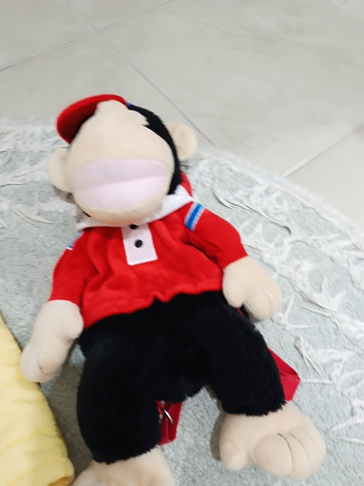 Renkli Gri Peluş Maymun sırt çantası - Görsel 2