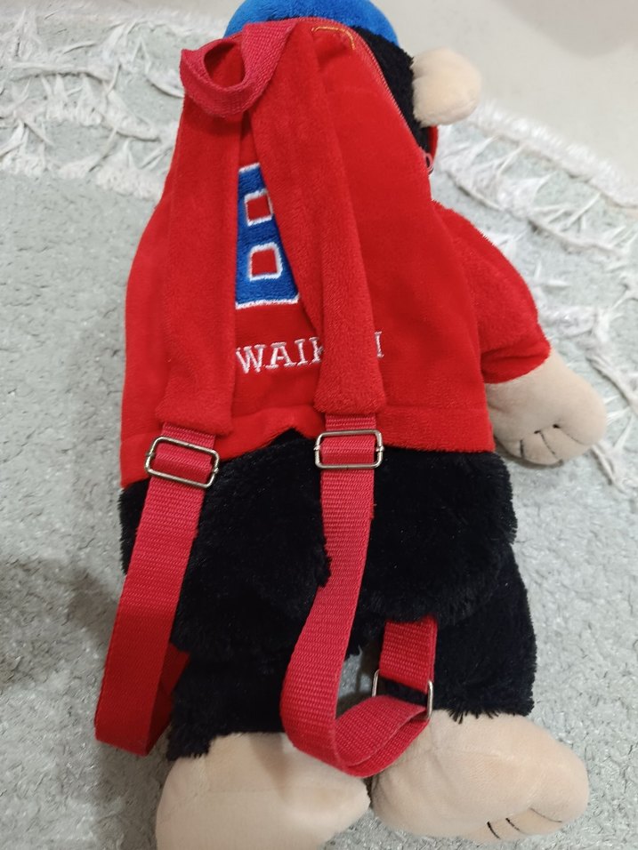 Renkli Gri Peluş Maymun sırt çantası - Görsel 3