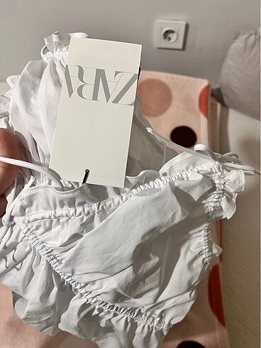 xl Beden beyaz Renk Zara bağcıklı poplin top