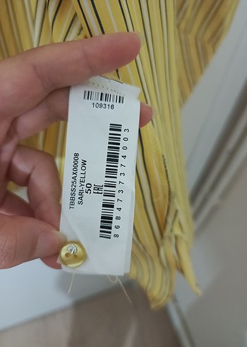 50 Beden Düğmeli Sarı Uzun Kollu Gömlek