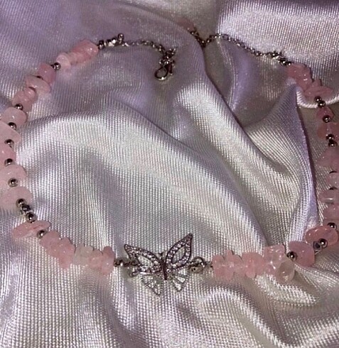 Pembe kuvars doğaltas kolye modeli