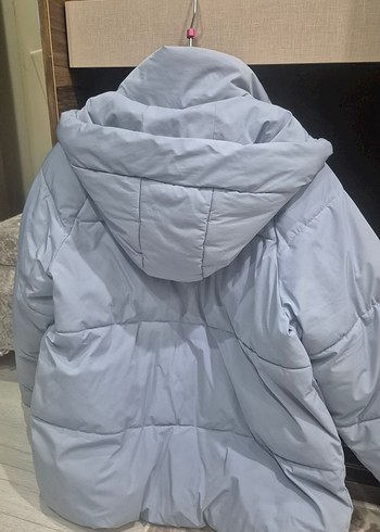 Mavi Midi Kadın Kışlık Mont Düğmeli - Görsel 3