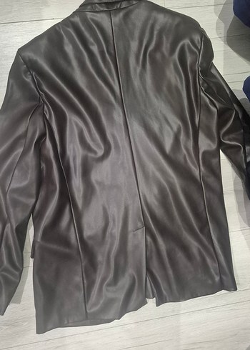 Düğmeli Kahverengi Deri Kadın Ceket - Görsel 3