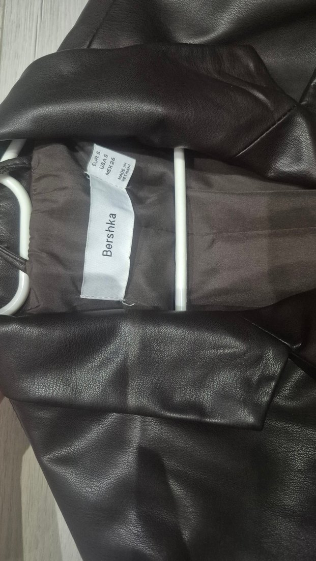 Düğmeli Kahverengi Deri Kadın Ceket - Görsel 2