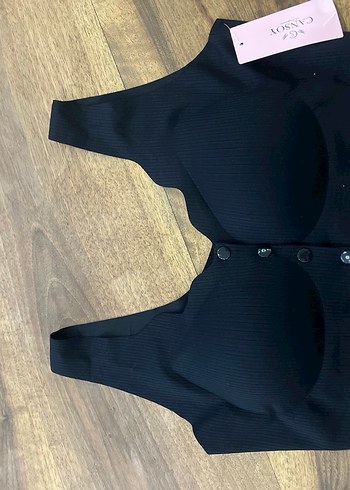 Siyah Kısa Goth Spor Sütyeni - Görsel 7