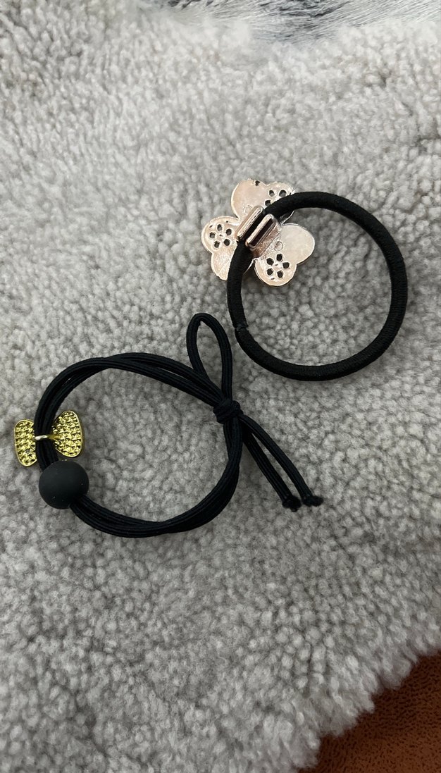 Siyah Elastik Taşlı Saç Tokası Seti  ve  bileklik - Görsel 2