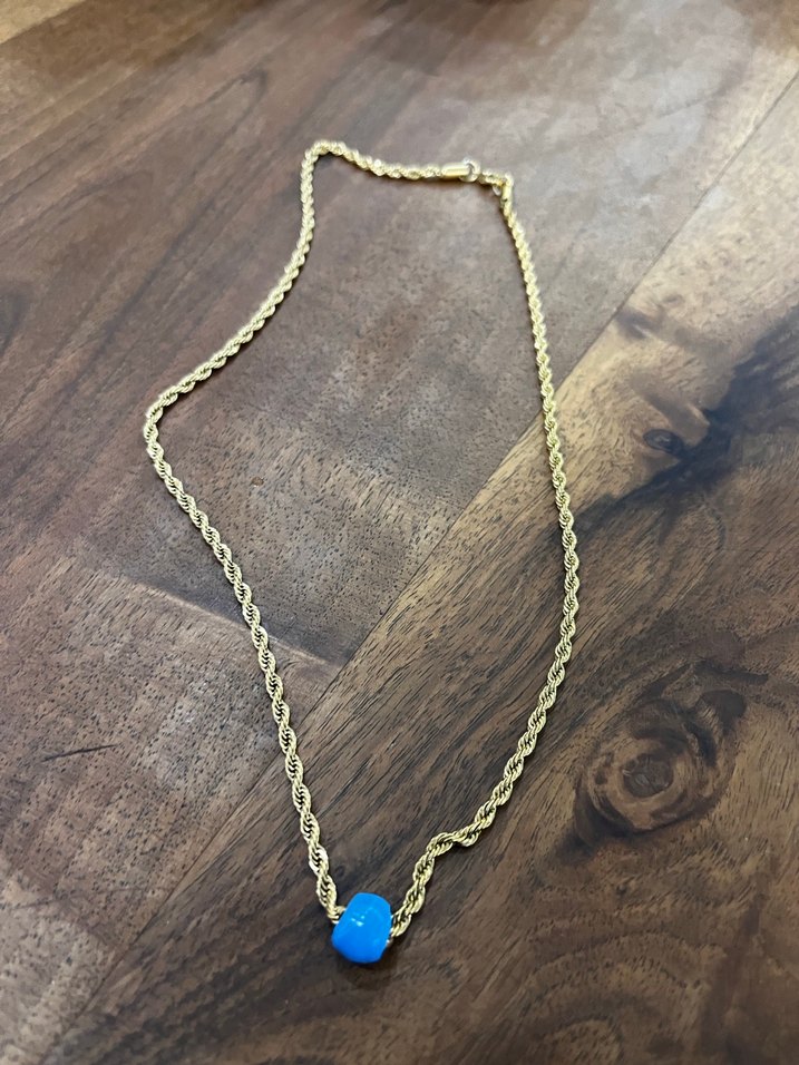 Burgu Zincir, el yapımı  vintage cam boncuk - Görsel 2