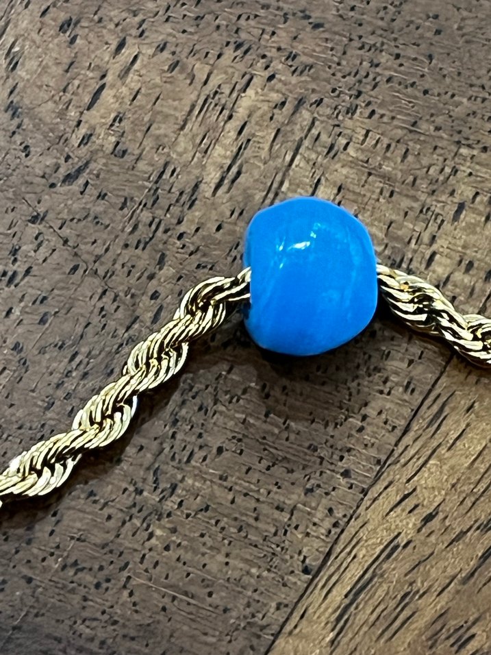 Burgu Zincir, el yapımı  vintage cam boncuk - Görsel 4