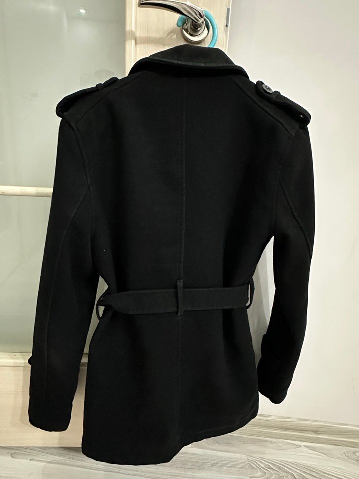 Kemerli Siyah Erkek Midi Palto - Görsel 3