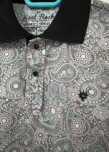 Düğmeli Baskılı Gri Erkek Polo Tişört - Görsel 2