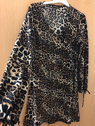 Leopar desenli mini elbise