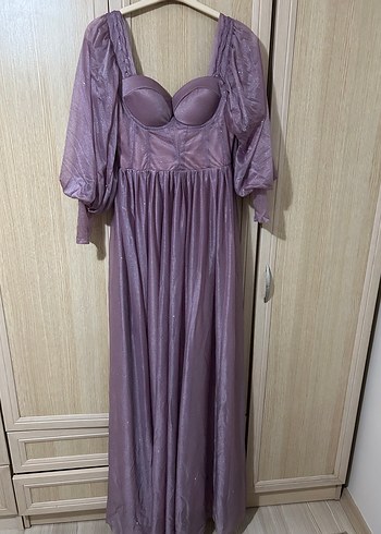 s Beden Mor Uzun Drapeli Gotik Elbise