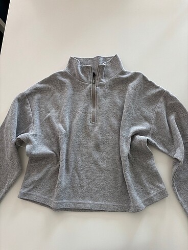 Gri Fermuarlı Sweatshirt