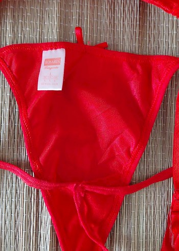 Kırmızı Midi Büstiyer ve Tanga Takımı - Görsel 5