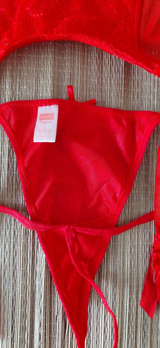 Kırmızı Midi Büstiyer ve Tanga Takımı - Görsel 5