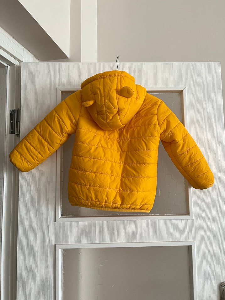 Erkek Çocuk Sarı Kapüşonlu Fermuarlı Mont - Görsel 3