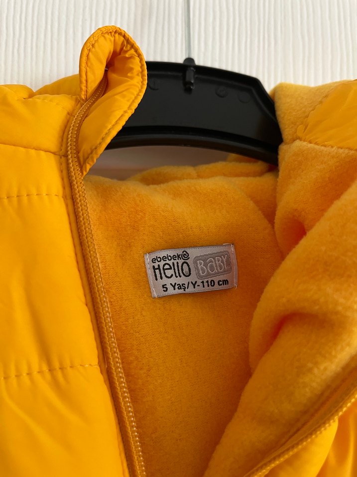 Erkek Çocuk Sarı Kapüşonlu Fermuarlı Mont - Görsel 5