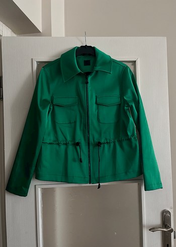 Kemer Detaylı Yeşil Deri Kadın Ceket - Görsel 2