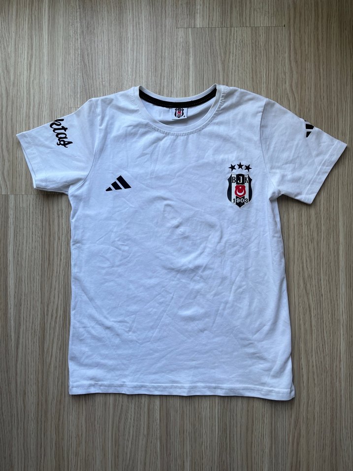 Beşiktaş Beyaz Kısa Kollu Pamuklu Tişört - Görsel 2