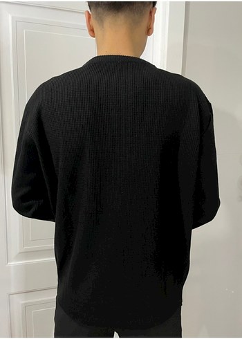 Siyah Minimalist Erkek Triko Kazak - Görsel 2