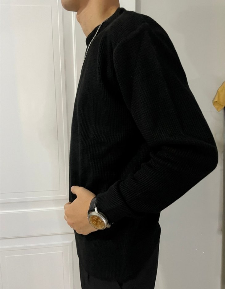 Siyah Minimalist Erkek Triko Kazak - Görsel 4