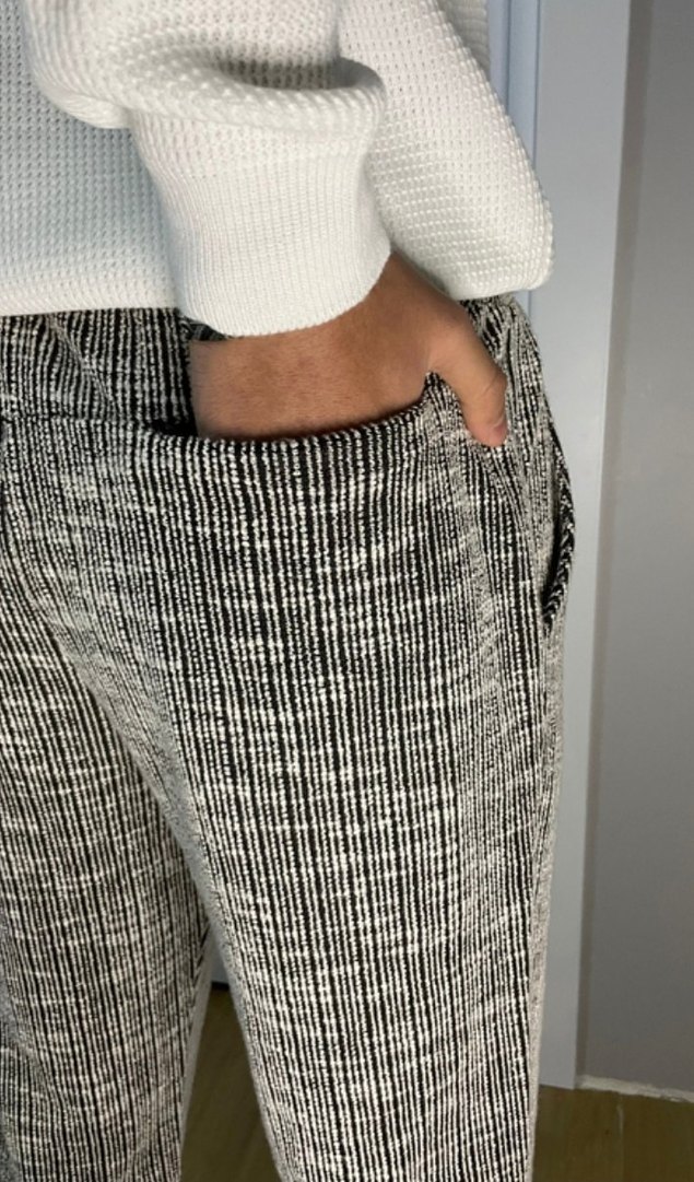 Gri Zebra Desenli Piliseli Kadın/Erkek Eşofman - Görsel 4