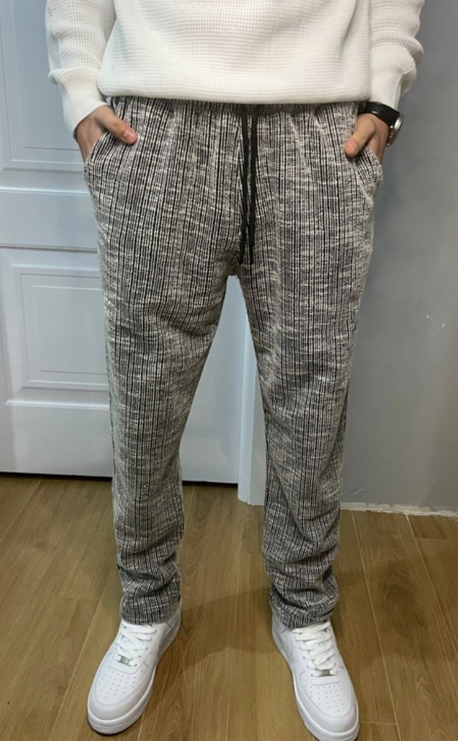 Gri Zebra Desenli Piliseli Kadın/Erkek Eşofman - Görsel 5