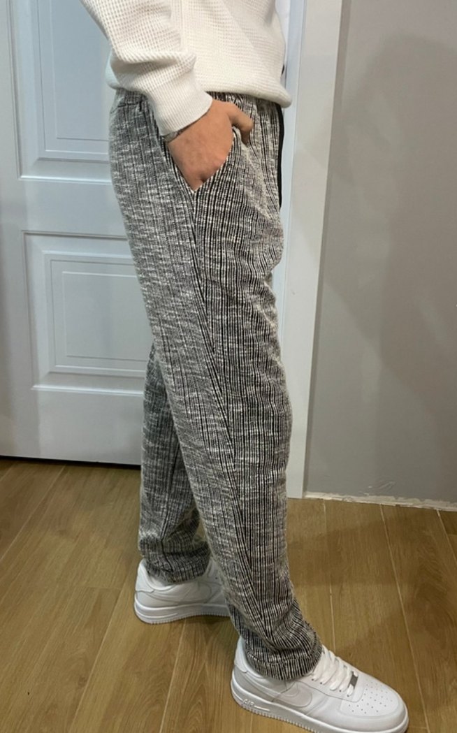 Gri Zebra Desenli Piliseli Kadın/Erkek Eşofman - Görsel 3