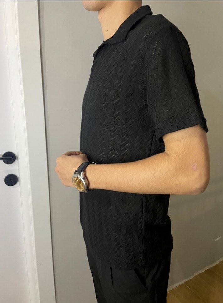 Siyah Erkek Polo Yaka Tişört - Görsel 4