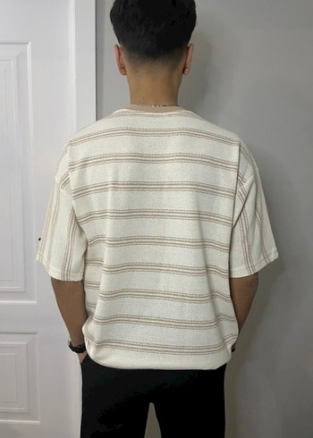 Bej Çizgili Erkek T-shirt - Görsel 2