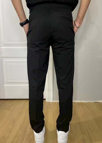 Siyah Kemerli Keten Pantolon - Görsel 5