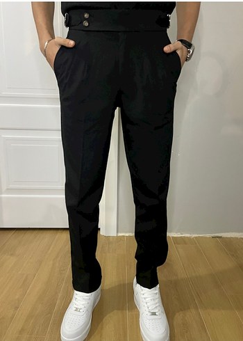 Siyah Kemerli Keten Pantolon - Görsel 4